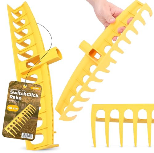 Rastrillo para Barrer Hojas 40 Cm Rastrillo De Césped Plástico Jardín y Campo Cabezal Recto Resistente 12 Dientes Sin Mango Fuerte Accesorio Jardinería