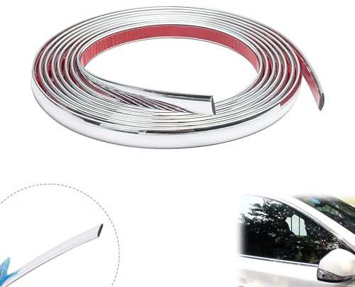 Bande chromée flexible argentée pour voiture, mur, porte, meubles, voiture (1 cm × 5 m)