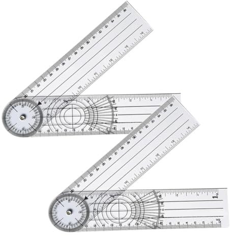 MEXRUMI 2 Pezzi Goniometro Goniometro In Pvc Goniometro Medico 360° Coltello Articolare Trasparente 38 Cm Righello Spinale Righello Angolare Per Fisioterapia, Terapia Sportiva
