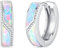 Midir&Etain Opal Ohrringe Creolen 925 Sterling Silber 15mm Huggie Ohringe Hypoallergen Schmuck Geburtstags Geschenke für Herren Damen
