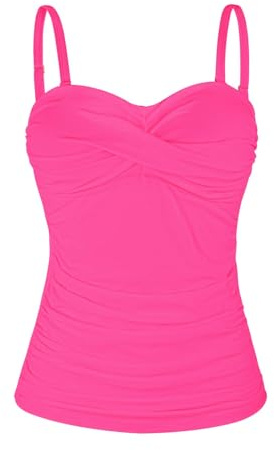 Ocean Blues Maillot de bain bandeau torsadé pour femme - Haut tankini froncé avec contrôle du ventre uniquement