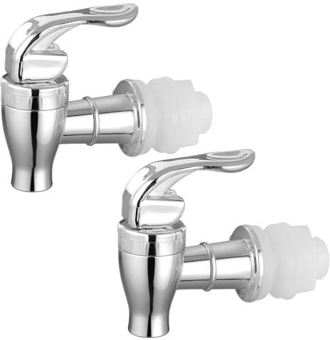 2 PCS Water Butt Tap Replacement, Mini Water Dispenser Tap, Spigot for Beverage Dispenser, Silver Waterbutt Taps, Polished Push Style Spigots for Spout Faucet