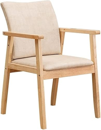Generisch Esszimmerstuhl, Schlichter japanischer Sessel aus Massivholz, pflegeleichter Schreibtischstuhl aus technischem Stoff(B,Wooden Frame)