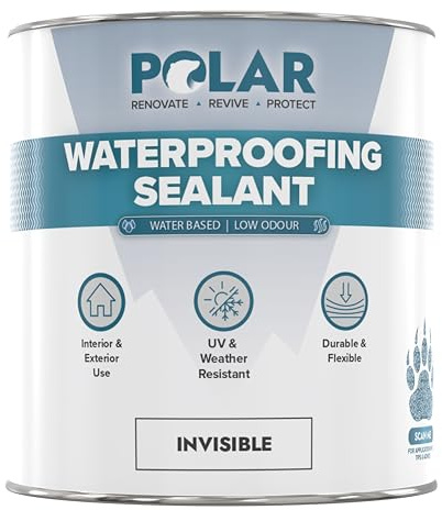 Polar Clear Waterproofing Sealant - 1 Litre - One-Coat Waterproof Protection, Silicone Sealant - Interior & Exterior, Advanced UV-Resistant Invisible Finish