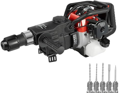 Cordless Demolition Hammer 33CC 2 Stroke Heavy Duty Breaker with Translucent Fuel Tank, 2300-4000bpm, 5 Slot Clamping for Rock Crushing and Concrete Drilling