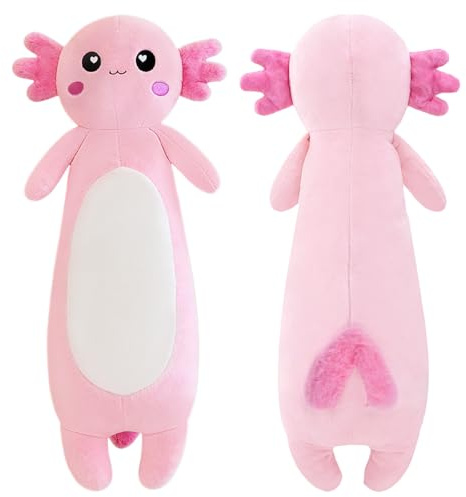 Long Axolotl Plush Pillow, 70cm/27.5, Sleeping Hugging Pillow Axolotl Toys, Stuffed Animals Squishy Pillows Cuddle Cushion Body Long Pillows For Kids Birthday Easter Valentine Christmas, Pink