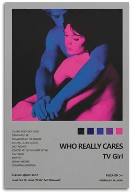 Poster TV Girl Who Really Cares, Wandkunst, Leinwand, ästhetische Musik- und Filmdekoration, Wohnzimmer, Schlafzimmer, 40 x 60 cm, ungerahmt