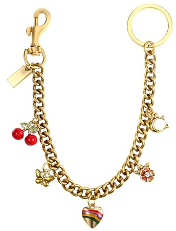 JewelryWe Taschenkette Schmetterling Bag Charms Vintage Glänzende Handtaschenkette mit Kirschen Anhänger Süße Hosenkette Herz Chain Retro Accessoire Dekoration für Handtasche Geldbörse Jeans