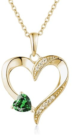Herzkette Silber 925 / Gold vergoldet Halskette Damen Ich liebe Dich | Zirkonia Herz Kette Herzanhänger Schmuck Geschenke für Frauen Freundin Sie zum Geburtstag Hochzeitstag Jahrestag