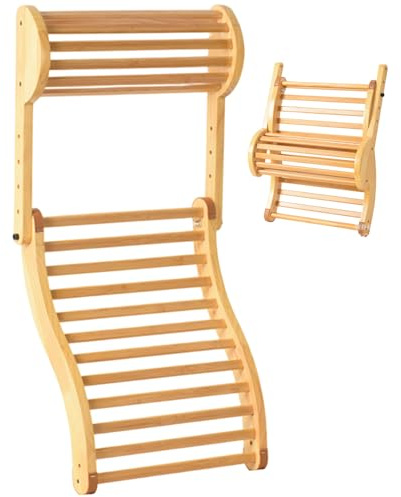 Otbushit Sauna-Rückenlehne, verstellbare Kopfstütze aus Holz, ergonomisch geformter S-Design-Stuhl mit rutschfesten Polstern