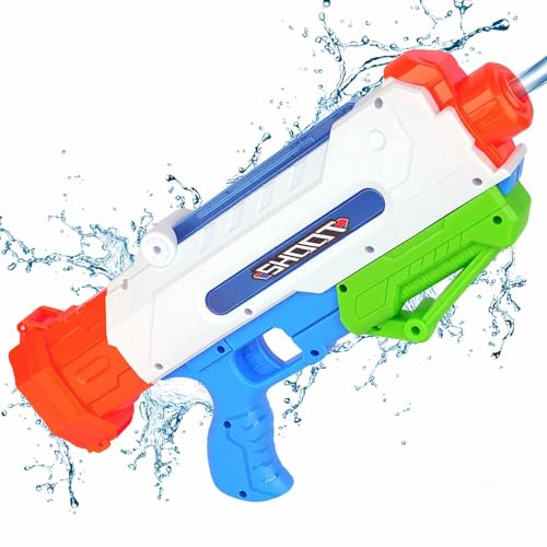 700ML Wasserpistole Kinder, Wasserspritzpistole mit 10 m großer Reichweite | Große Einfüllöffnung zum Einfüllen von Eiswürfeln, Sommer Pool spielzeug für Strand, Pool und Garten
