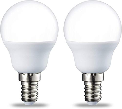 Amazon Basics LED E14 Small Edison Screw Golf Ball P45 Bulb, 5.5W (Equivalent to 40W), Warm White, Non Dimmable - Pack of 2