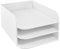 OSCO White Faux Leather Three Tier Designer Letter Tray | A4 | Desk File Organiser | Paper Storage | Office Document Sorter | Paperwork Filing | No Assembly Required | H17 x W25 x D33.5 cm |