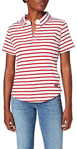 Armor Lux Damen Poloshirt Quille aus Dicker Baumwolle Polohemd, Weiß/Glut, Small