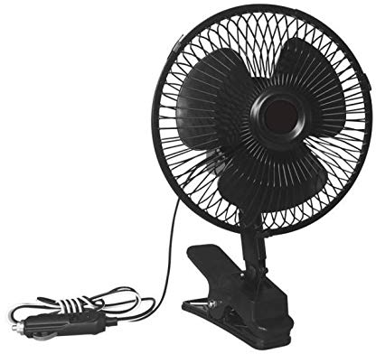 Carbest Ventilador de 12 V de viaje para caravana, coche, barco, oscilante con pinza