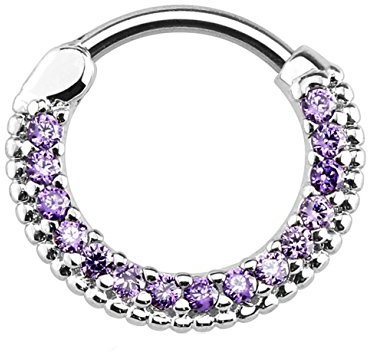 beyoutifulthings Piercing-Ring ZIRKONIA Universal-Piercing Brust Nippel Nase Septum Ohr Helix Click-Verschluss Edelstahl Silber Tansanit 1,2mm 8mm