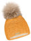 Mikos * Damen Wintermütze Innenfleece | Warme Winter Mütze Strickmütze mit Bommel | Gestrickte Weiche Bommelmütze | Einheitsgröße (688) (Curry)