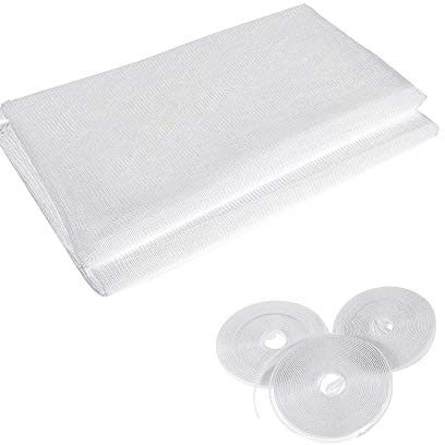 Confezione da 2 zanzariere per finestre con 3 rotoli di nastro autoadesivo, zanzariera per mosche, insetti e zanzare, 2,0 m x 1,5 m, bianco