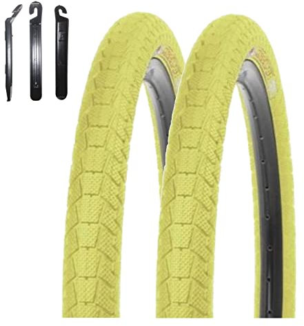 2 x Kenda K-907 Krackpot 20 BMX Fahrradreifen Fahrradmantel in Gelb 50-406 (20 x 1.95) inkl. 3 Reifenheber
