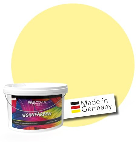 WALLCOVER hochwertige Wandfarbe für Innen | Gelb | 2.5L für 20m² | Hochdeckende Innenfarbe Matt (Klasse 1) | Profi Qualität aus Deutschland