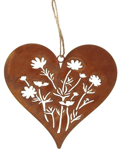 Herz ROST 20cm Rostherz Blumen Rostbraun Dekoherzen Mobile Metallherzen Hänger Anhänger Dekoherz Metallherz Frühling Willkommen