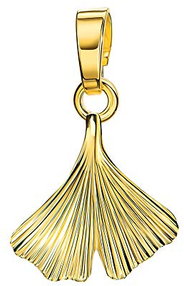 JEVELION Gold Ginkgo Anhänger 750 Gold 18 Karat 18K für Damen Ketten-Anhänger + Zertifikat