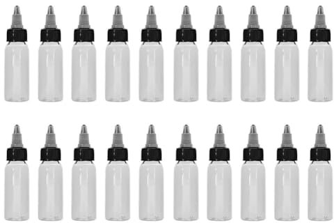 Bottiglie vuote di inchiostro per tatuaggi, 20 pezzi 30ml Contenitore per pigmenti per tatuaggi in plastica trasparente Flacone con tappo a spirale per solventi Inchiostro liquido Colla per pittura