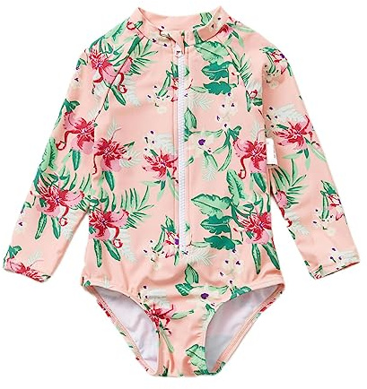 Soui Baby Mädchen EIN stück Langärmelige-Kleidung UV-Schutz 50+ Badeanzug MIT Einem (Rosa, 6-9Months)