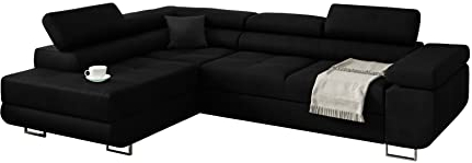 KREATIVE FURNITURE & DESIGN Ecksofa mit Schlaffunktion L-Form, Sofa Couch mit Bettkasten, 3-Sitzer Eckcouch, Schlafsofa für Wohnzimmer, Big Sofa Couch mit Schlaffunktion, Sofabezug (Ottomane Links)