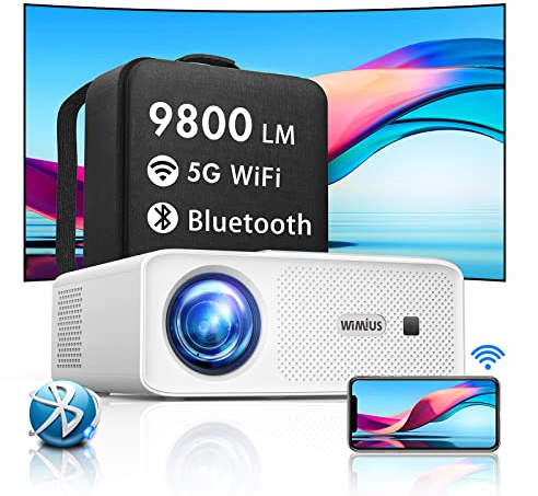 Vidéoprojecteur Full HD 5G WiFi Bluetooth, WiMiUS 9500 lumens 1080p Compatible vidéoprojecteur 4K vidéo Home cinéma