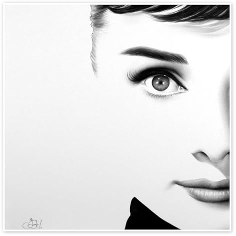 Audrey Hepburn I Poster von Ileana Hunter 30 x 30 cm Schwarz-Weiß Wandbilder Wanddeko