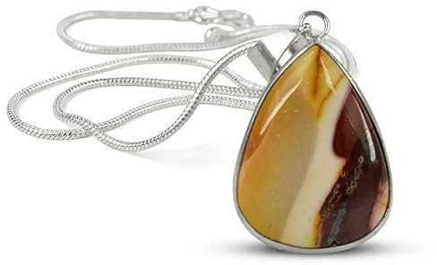 Aleafa Armlet Presents Mookaite Jasper Anhänger Tropfenform Crystal Stone Locket - Anhänger Mit Metallkette Für Reiki Und Kristallgestone Für Unisex (Farbe Multi) #Aport-0100