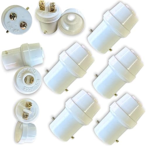 Set of 5 - B22 Bayonet Light Adaptor Plugs with BC Bulb Holder Connector for Lamp Socket Extension