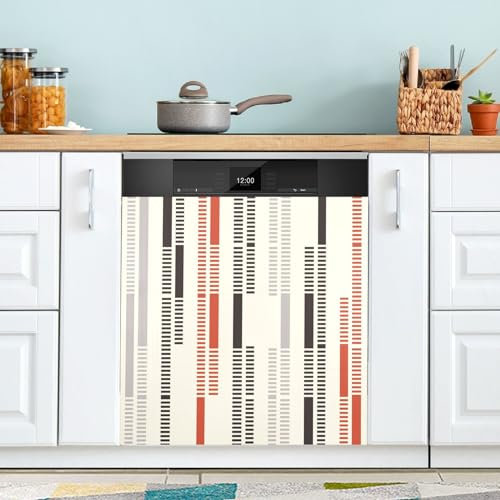 Stroke Textured Magnetic Covers for Dishwasher & Refrigerator Clean Dirty Dishwasher Cover Panel Cabinet Kitchen Decorative 23 x 26 Inch