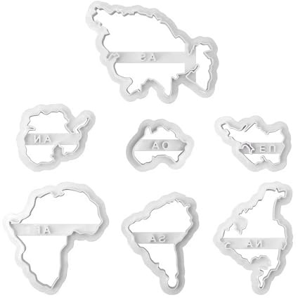 SHIDOW World Map Shape Cookie Cutters, Pastry Baking Tools, Seven Continents Shape 3D Plastic Biscuit Mould, Cake Cutters for Decorating