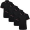 True Face Mens Tshirts Polos Pique Tipping Pocket Collar Buttoned Regular Fit Top Black Tip - 4 Pack L