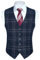 HISDERN Anzugweste Herren Blau Klassische Kariert Weste Plaid Westeherren für Hochzeit Business XL