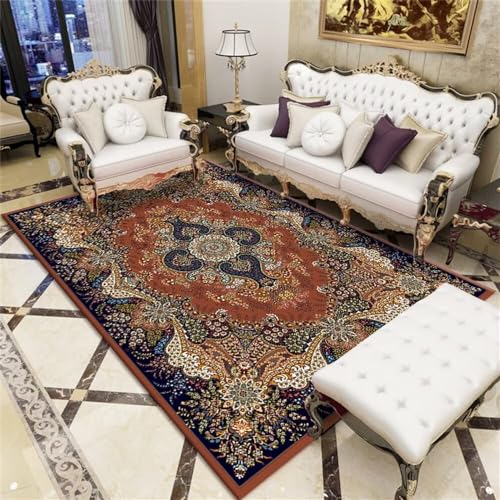 SUNYRDSM Teppich Deko Schlafzimmer Waschbare Teppiche 60X90CM Orientalischer Teppich Wohnzimmer Teppich rote Blume Dekoration Ankleidezimmer Bodenmatte Heimmatte Teppiche Groß Für Wohnzimmer