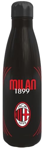 Seven Borraccia A.C. MILAN Calcio, Nero Rosso, Borraccia Termica in Acciaio Inox Interno Esterno, Mantenimento Temperatura fino a 24h, Borraccia Scuola Bambino - Bottle Termica