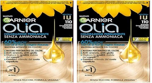 Garnier Olia Haarfarbe, ohne Ammoniak, deckt 100% weißes Haar ab, vegane Formel, sehr helles Naturblond, intensiv (Packung mit 2)