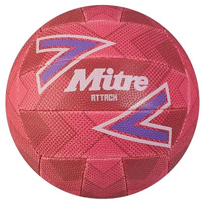 Mitre Attack Netball | Beliebter Style | Interaktives Design | Weiche Haptik Netball, Pink/Lila/Weiß, 4