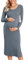 Ekoauer Damen Umstandskleid Langarm Winter Bodycon Kleid Elegant Schwangerschaftskleid Umstandsmode, Blaugrau, L
