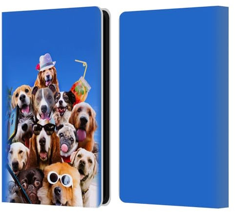 Head Case Designs Offizielle Random Galaxy Strandhunde Selfie Mit Brille Tiere Leder-Wallet-Hülle Kompatibel mit Kindle Paperwhite 5 (2021)