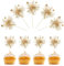 Mezrkuwr 20 Stück Gold-Folie-Feuerwerk-Cupcake-Topper Geburtstagskuchen Kuchen-Topper Funkeln Tinsel Blume Getränke-Rührstäbchen Cocktail-Essen-Obst-Zahnstocher für Party-Zubehör