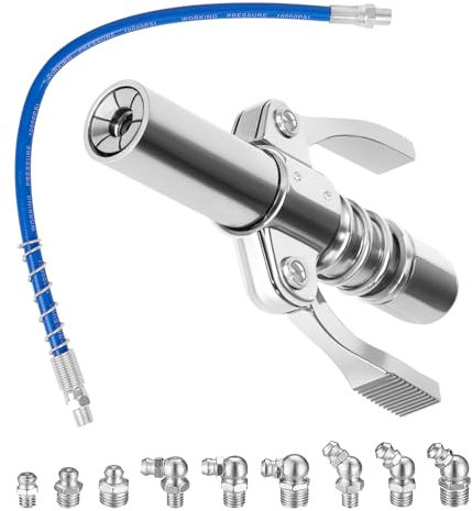 Mooshy Fettpresse Mundstück, Doppelgriff G Coupler Fettpresse Für Schmiernippel mit 40cm Schlauch Fettpresse Schlauch Kupplung Fettpresse Mundstück für Schmiernippel für alle Arten von Fettpressen
