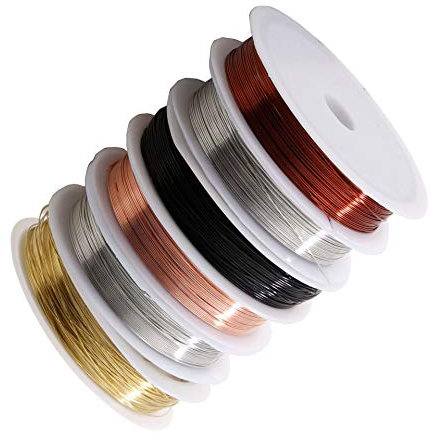 Yphzmtz Alambre de cobre para manualidades, 30 m x 0,5 mm, versátil, juego de alambre para joyas, manualidades, 5 colores