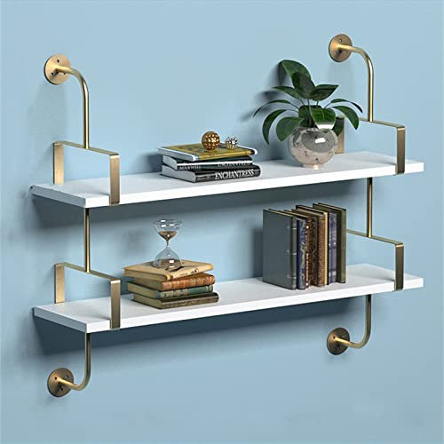 Industrielle Rohr-Wandregale, 78,9 cm, Echtholz, rustikal, schwebende Regale mit Metallhalterung, für Küche und Wohnzimmer, Dekoration, Barregal, 2-stöckiges Regalsystem
