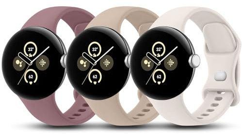 Tobfit Lot de 3 bracelets pour Google Pixel Watch 2, Pixel Watch 3 41 mm, pour homme et femme, bracelet de rechange en silicone pour Google Pixel Watch 3 41 mm/2/1, S