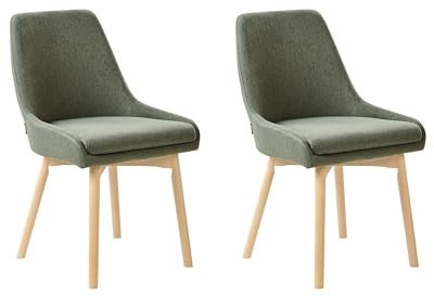 Esszimmerstuhl 2er Set Stoffbezug Grün helle Holzbeine Sitzkissen Melfort