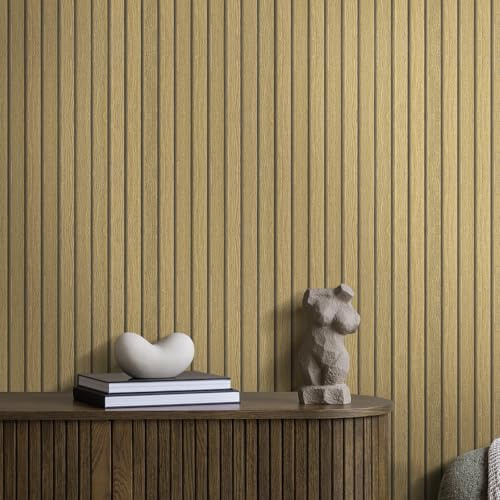 WADILE Papier Peint Autocollant Motif Bois à Rayures – Papier Peint Adhésif Mural Effet Bois Texturé, pour Salon, Cuisine, Meuble, Facile à Poser, beige marron, 40cm x900cm